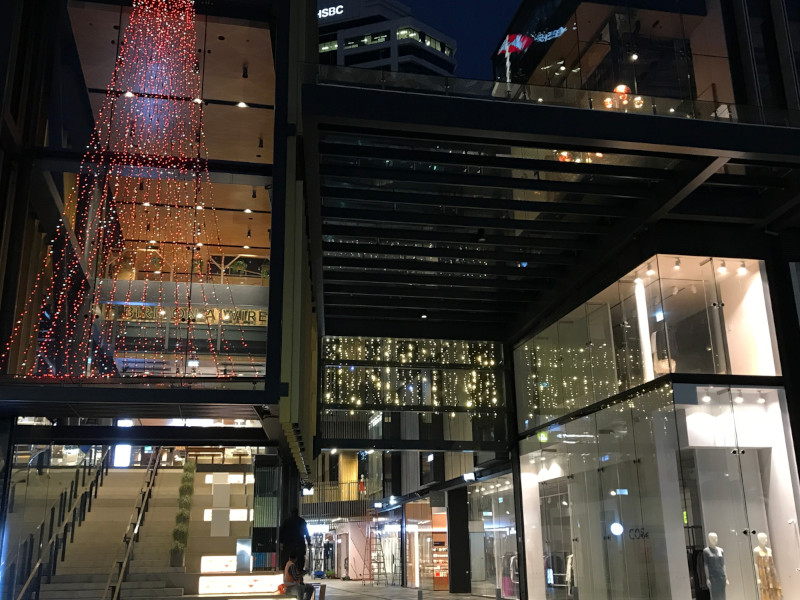 RGB and fairy lights decoration in shopping mall